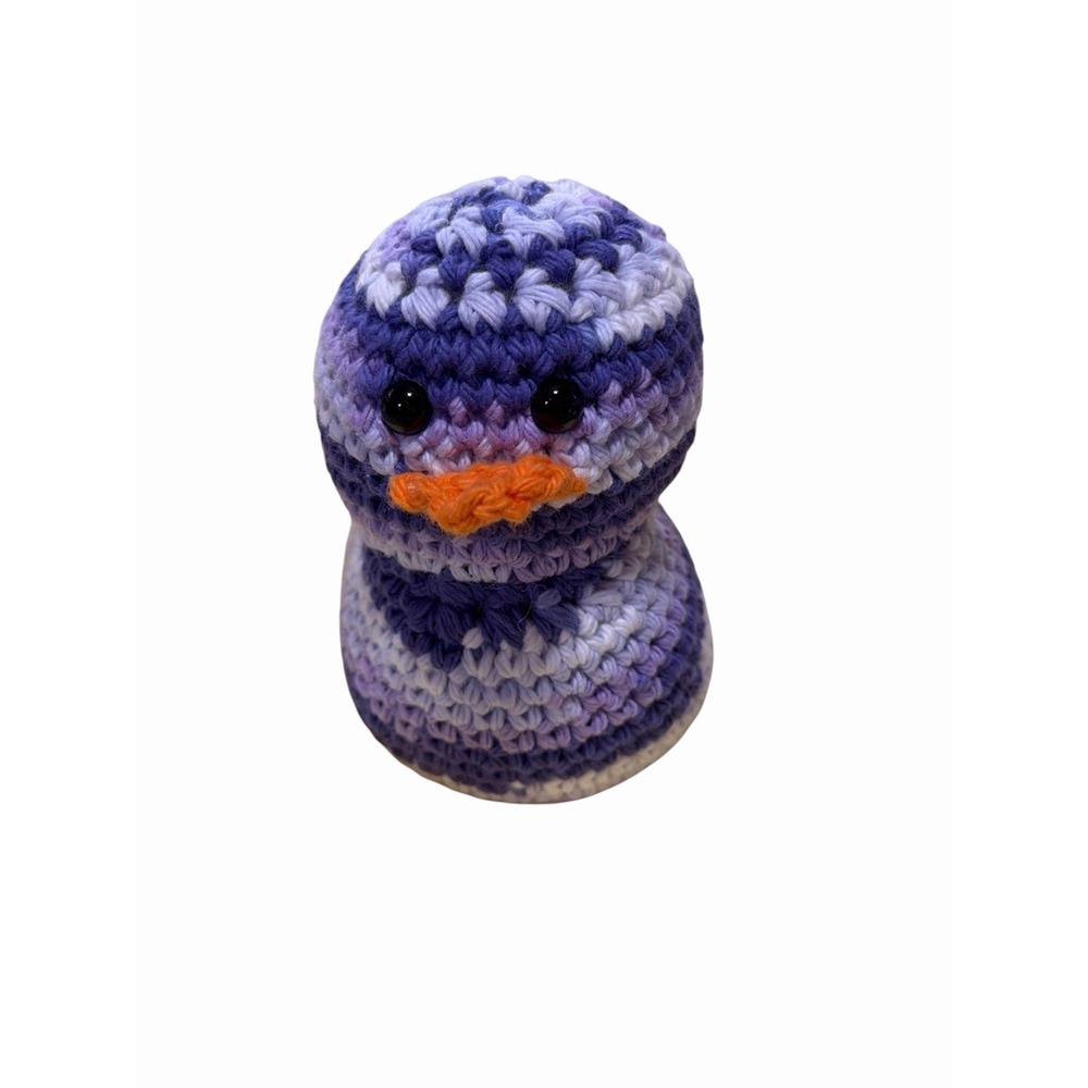New Handmade Crochet Plushie Rubber DUCK cotton purples white